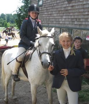 Nina and Christine at the Pony Farn Horseshow (Ethan in back)
